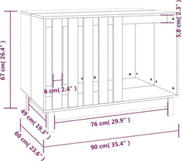 vidaXL - Hondenhok - 90x60x67 - cm - massief - grenenhout