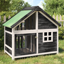 vidaXL - Hondenhok - 96x60,5x87 - cm - massief - grenenhout - grijs