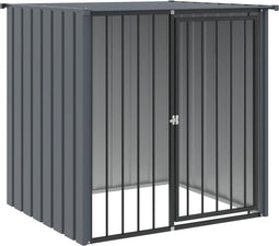 vidaXL - Hondenhok - met - dak - 110x103x109 - cm - gegalvaniseerd - staal - zwart
