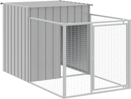 vidaXL - Hondenhok - met - dak - 110x201x110 - cm - gegalvaniseerd - staal - grijs