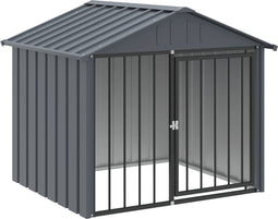 vidaXL - Hondenhok - met - dak - 117x103x102 - cm - gegalvaniseerd - staal - zwart