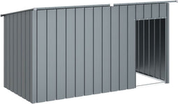 vidaXL - Hondenhok - met - dak - 196x91x110 - cm - verzinkt - staal - antracietkleurig