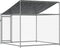 vidaXL - Hondenhok - met - dak - en - deur - 2x2x2 - m - gegalvaniseerd - staal - grijs