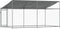 vidaXL - Hondenhok - met - dak - en - deur - 4x2x2 - m - gegalvaniseerd - staal - grijs