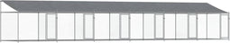 vidaXL - Hondenhok - met - dak - en - deuren - 12x2x2 - m - gegalvaniseerd - staal - grijs