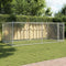 vidaXL - Hondenhok - met - deur - 4x2x1,5 - m - gegalvaniseerd - staal - grijs
