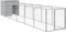 vidaXL - Hondenhok - met - ren - 110x609x110 - cm - staal - lichtgrijs