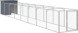 vidaXL - Hondenhok - met - ren - 110x813x110 - cm - gegalvaniseerd - staal - antraciet