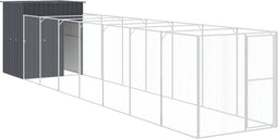 vidaXL - Hondenhok - met - ren - 165x863x181 - cm - gegalvaniseerd - staal - antraciet