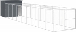 vidaXL - Hondenhok - met - ren - 214x1069x181 - cm - staal - antraciet