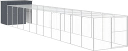 vidaXL - Hondenhok - met - ren - 214x1273x181 - cm - staal - antraciet