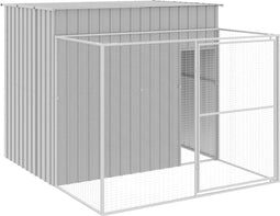 vidaXL - Hondenhok - met - ren - 214x253x181 - cm - staal - lichtgrijs