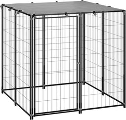 vidaXL - Hondenkennel - 110x110x110 - cm - staal - zwart