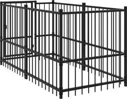 vidaXL - Hondenkennel - 193,5x97x100 - cm - staal - zwart