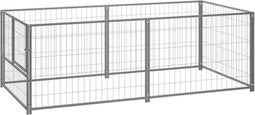 vidaXL - Hondenkennel - 200x100x70 - cm - staal - zilverkleurig