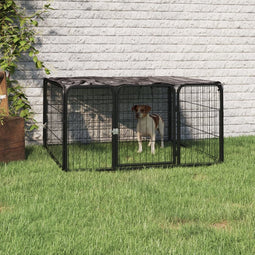 vidaXL - Hondenkennel - 4 - panelen - 100x50 - cm - gepoedercoat - staal - zwart