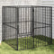vidaXL - Hondenkennel - 4 - panelen - gepoedercoat - staal - zwart