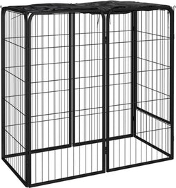 vidaXL - Hondenkennel - 6 - panelen - 50 - x - 100 - cm - gepoedercoat - staal - zwart