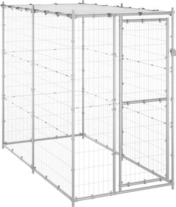 vidaXL - Hondenkennel - buiten - met - dak - 110x220x180 - cm - gegalvaniseerd - staal