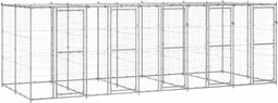 vidaXL - Hondenkennel - met - dak - 12,1 - m² - gegalvaniseerd - staal