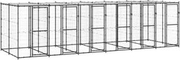 vidaXL - Hondenkennel - met - dak - 14,52 - m² - staal