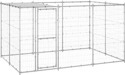 vidaXL - Hondenkennel - met - dak - 7,26 - m² - gegalvaniseerd - staal