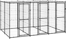 vidaXL - Hondenkennel - met - dak - 7,26 - m² - staal