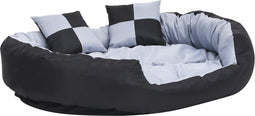 vidaXL - Hondenkussen - omkeerbaar - en - wasbaar - 110x80x23 - cm - grijs - en - zwart