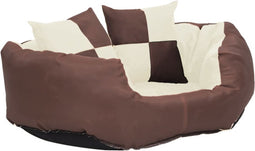 vidaXL - Hondenkussen - omkeerbaar - en - wasbaar - 65x50x20 - cm - bruin - en - crème