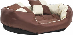 vidaXL - Hondenkussen - omkeerbaar - en - wasbaar - 85x70x20 - cm - bruin - en - crème