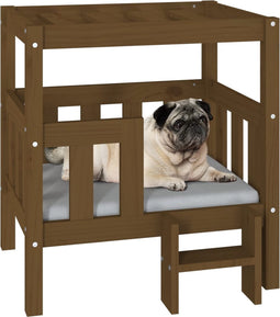 vidaXL - Hondenmand - 65,5x43x70 - cm - massief - grenenhout - honingbruin