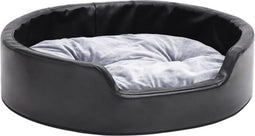 vidaXL - Hondenmand - 69x59x19 - cm - pluche - en - kunstleer - zwart - en - grijs