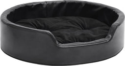 vidaXL - Hondenmand - 69x59x19 - cm - pluche - en - kunstleer - zwart