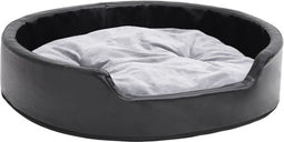 vidaXL - Hondenmand - 79x70x19 - cm - pluche - en - kunstleer - zwart - en - grijs