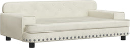 vidaXL - Hondenmand - 90x53x30 - cm - fluweel - crèmekleurig