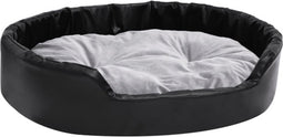 vidaXL - Hondenmand - 90x79x20 - cm - pluche - en - kunstleer - zwart - en - grijs