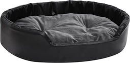 vidaXL - Hondenmand - 90x79x20 - cm - pluche - en - kunstleer - zwart - en - donkergrijs