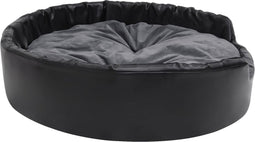vidaXL - Hondenmand - 99x89x21 - cm - pluche - en - kunstleer - zwart - en - donkergrijs