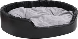 vidaXL - Hondenmand - 99x89x21 - cm - pluche - en - kunstleer - zwart - en - grijs