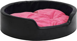 vidaXL - Hondenmand - 99x89x21 - cm - pluche - en - kunstleer - zwart - en - roze
