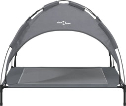 vidaXL - Hondenmand - met - luifel - oxford - stof - en - staal - antracietkleurig