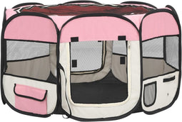 vidaXL - Hondenren - inklapbaar - met - draagtas - 110x110x58 - cm - roze