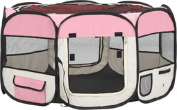 vidaXL - Hondenren - inklapbaar - met - draagtas - 125x125x61 - cm - roze