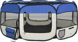 vidaXL - Hondenren - inklapbaar - met - draagtas - 145x145x61 - cm - blauw