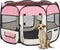 vidaXL - Hondenren - inklapbaar - met - draagtas - 90x90x58 - cm - roze