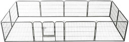 vidaXL - Hondenren - met - 12 - panelen - 80x60 - cm - staal - zwart