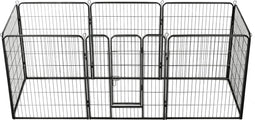 vidaXL - Hondenren - met - 8 - panelen - 80x100 - cm - staal - zwart