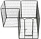 vidaXL - Hondenren - met - 8 - panelen - 80x100 - cm - staal - zwart
