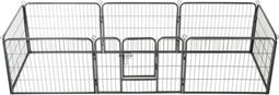 vidaXL - Hondenren - met - 8 - panelen - 80x60 - cm - staal - zwart