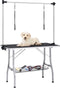 vidaXL - Hondentrimtafel - verstelbaar - met - 2 - lussen - en - opbergschap